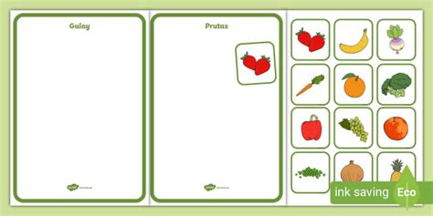 Prutas at Gulay (Sorting Activity) Fruits and Veggies .